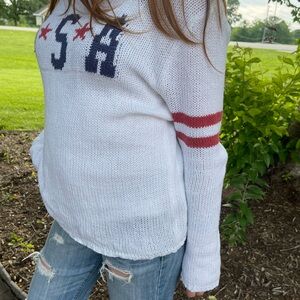 Women's White USA Long Sleeve Top